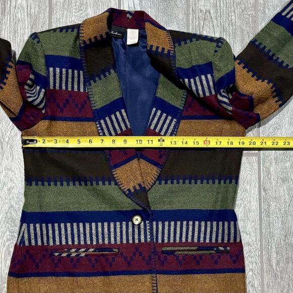 ANTHONY MARK HANKINS Boho Southwestern Blazer Size 8 Vintage Whipstitch‎ Trim - Picture 10 of 12